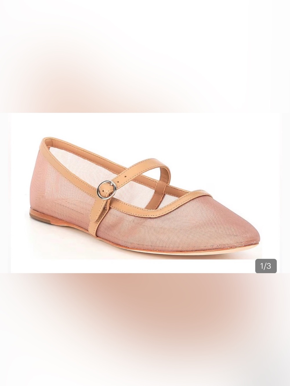 ANTONIO MELANI Pink Beige Mesh Mary Jane Flats